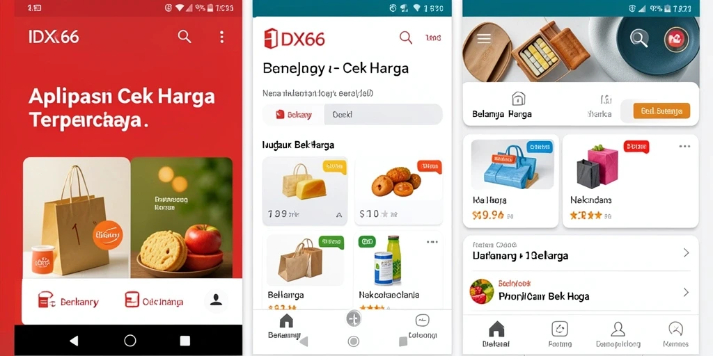 Antarmuka aplikasi IDX66 menampilkan fitur cek harga dengan jelas dan mudah digunakan.