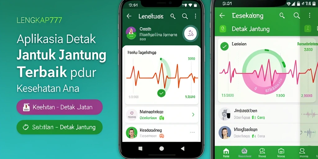 Tampilan antarmuka LENGKAP777 yang intuitif untuk memantau Detak Jantung.