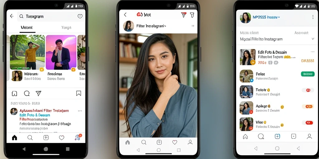 Antarmuka pengguna MPO555 yang sederhana dan menarik untuk Filter Instagram.