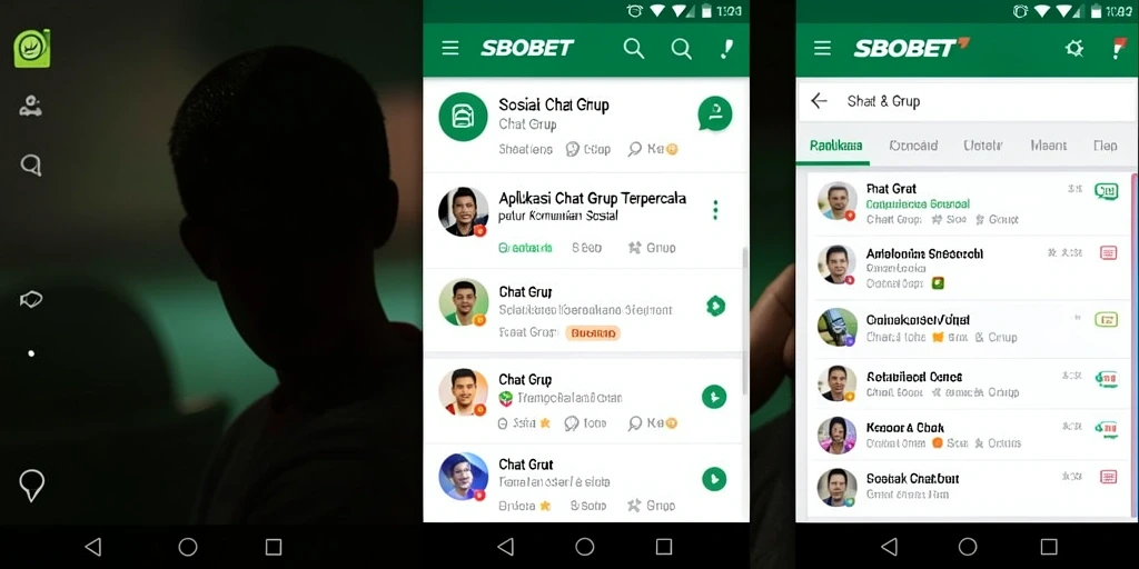 Tampilan antarmuka aplikasi SBOBET dengan fitur Chat Grup yang intuitif.